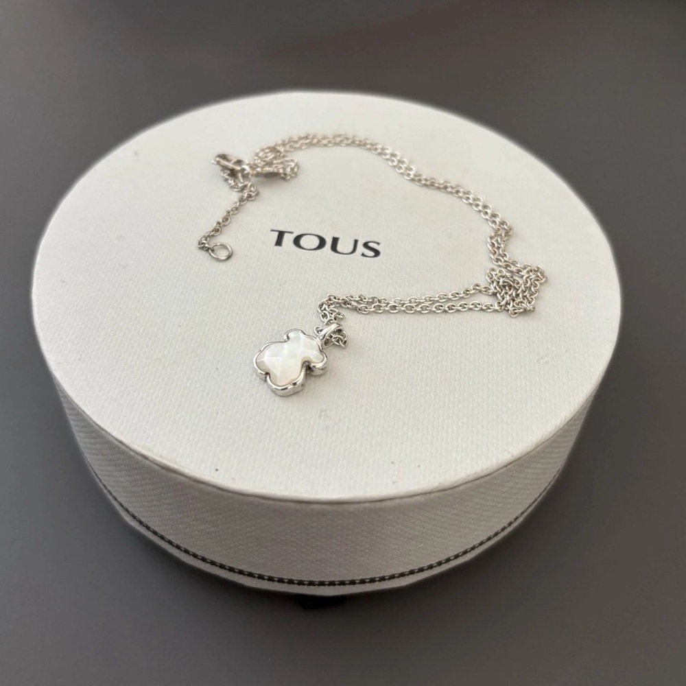 Tous Silver Necklace with White Bear Charm